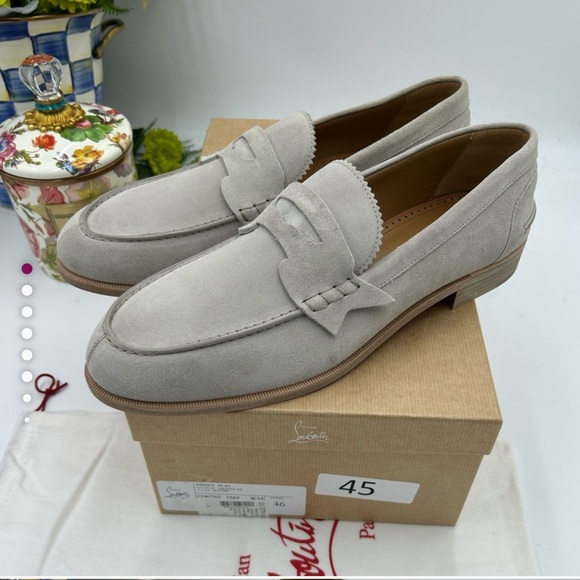 Men’s Christian louboutin suede penny loafers size 46 made in Italy